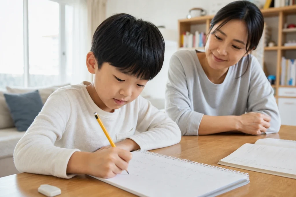 수학 학습 방법을 살펴보는 장면