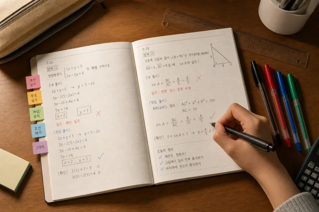 수학 학습 방법을 살펴보는 장면