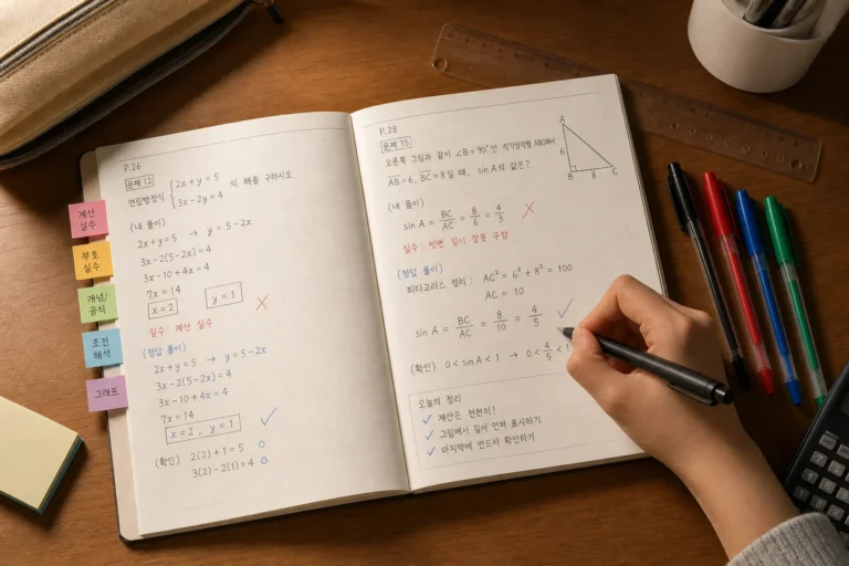 수학 학습 방법을 살펴보는 장면
