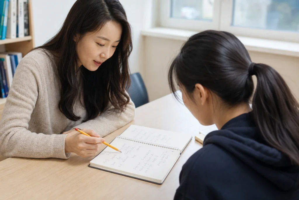 수학 스터디 실천 방법을 정리하는 장면