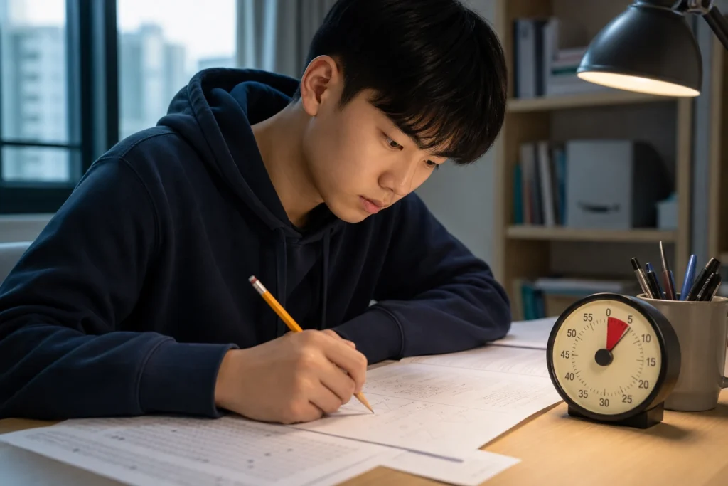 수학 학원 선택 기준 학습 과정을 점검하는 모습