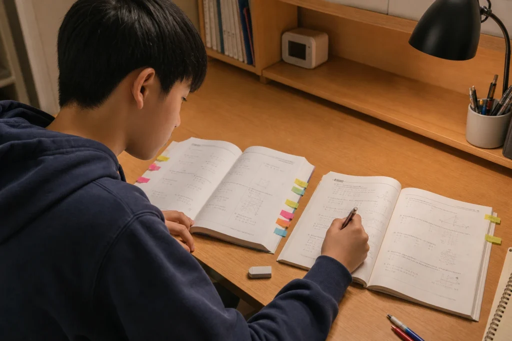 수학 학습 방법을 살펴보는 장면